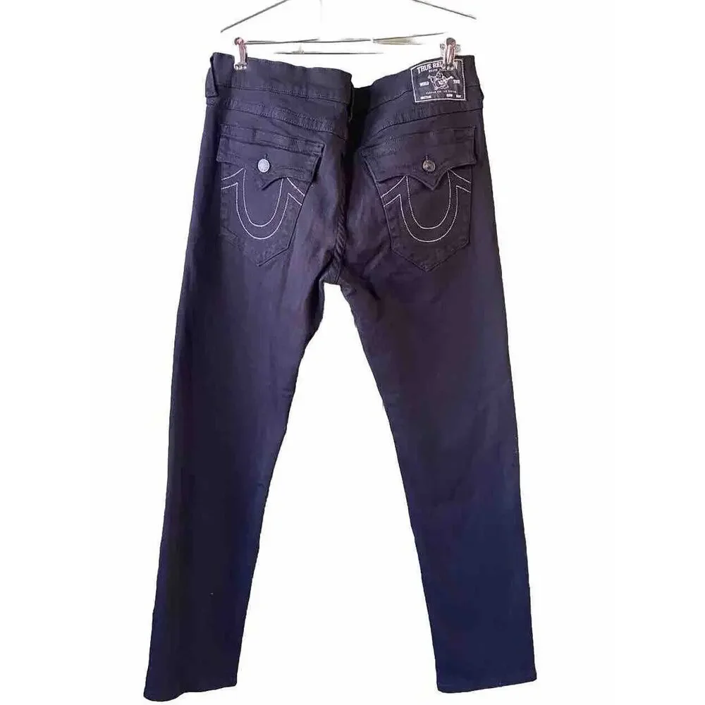 True Religion Jeans Mens 36x32 Rocco Skinny Black Stretch Casual Denim Pants